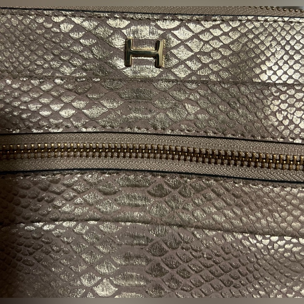 H by Halston metallic python-embossed leather crossbody handbag - Picture 2 of 11